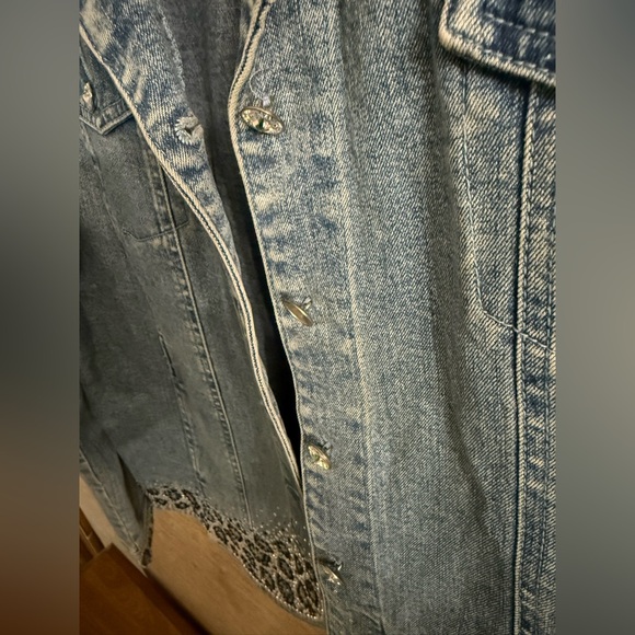 Christine Alexander Rhinestone Bling Blue Denim Jean Jacket Women Size Large - Picture 3 of 13